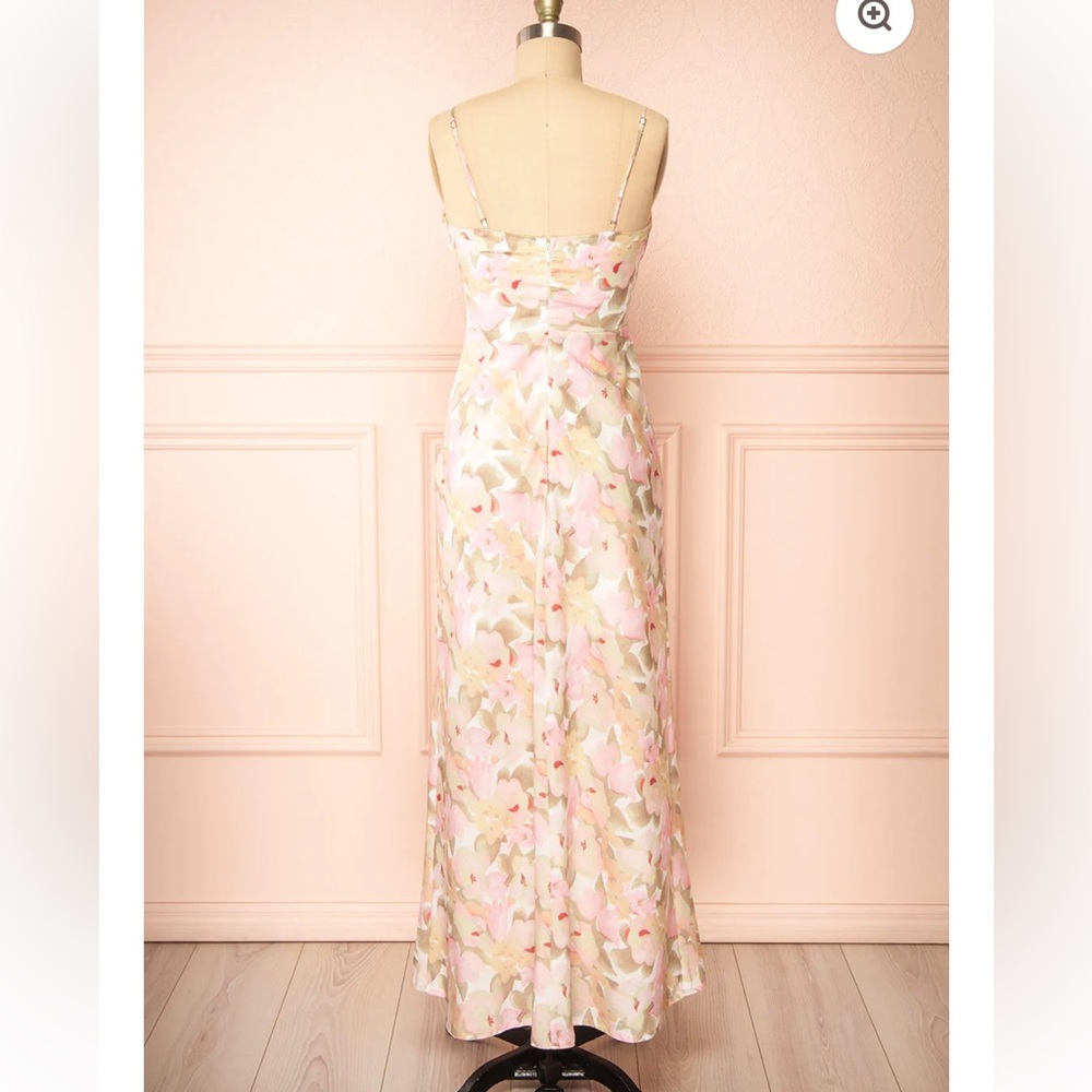 Elegant Pink and Cream Floral Maxi Dress - Picture 2 of 5